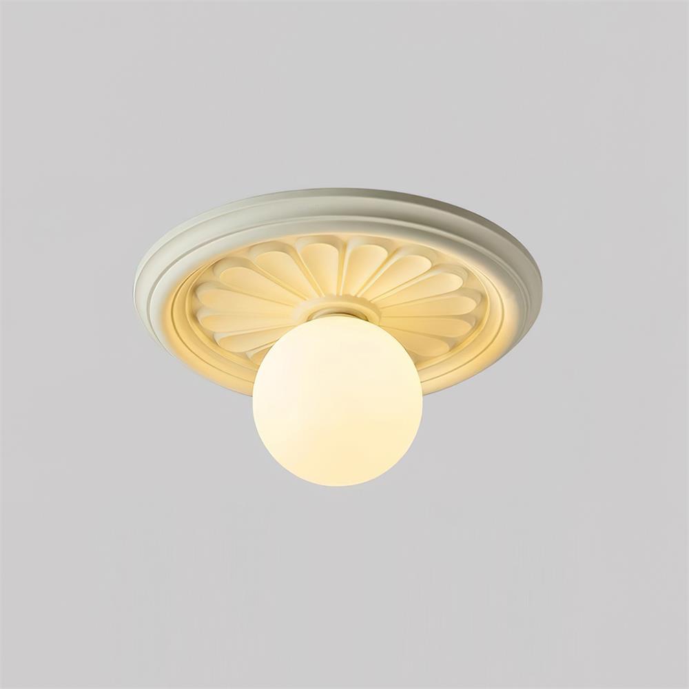 Ivorelle Vintage Carved Ceiling Light with Globe Shade - Neutralighting
