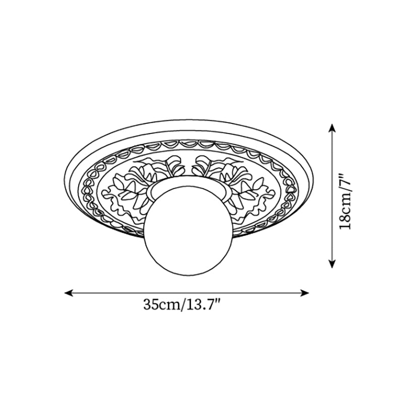 Ivorelle Vintage Carved Ceiling Light with Globe Shade - Neutralighting