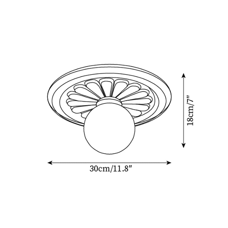 Ivorelle Vintage Carved Ceiling Light with Globe Shade - Neutralighting