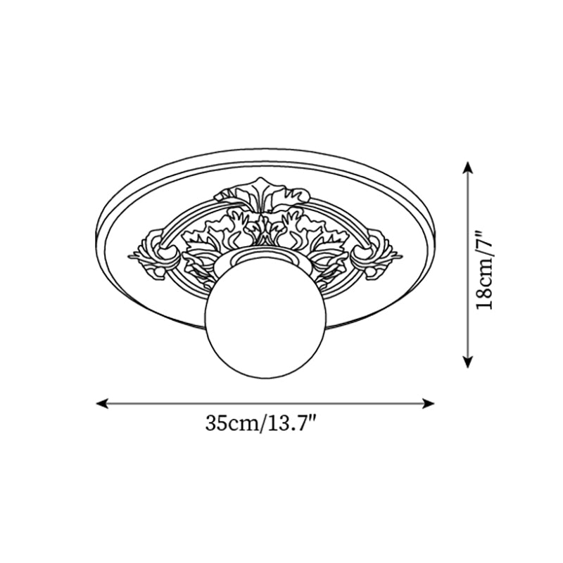 Ivorelle Vintage Carved Ceiling Light with Globe Shade - Neutralighting