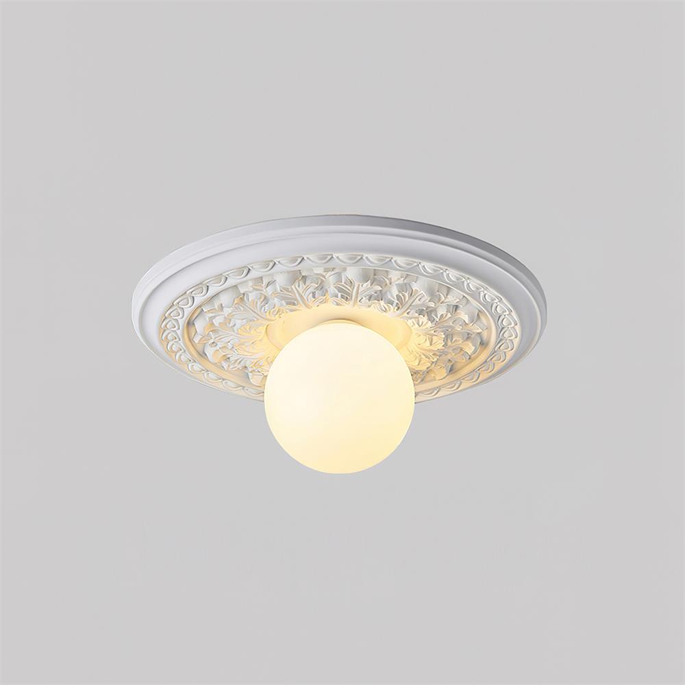 Ivorelle Vintage Carved Ceiling Light with Globe Shade - Neutralighting