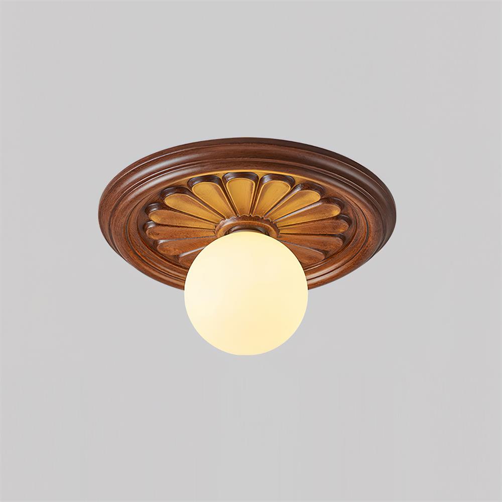 Ivorelle Vintage Carved Ceiling Light with Globe Shade - Neutralighting