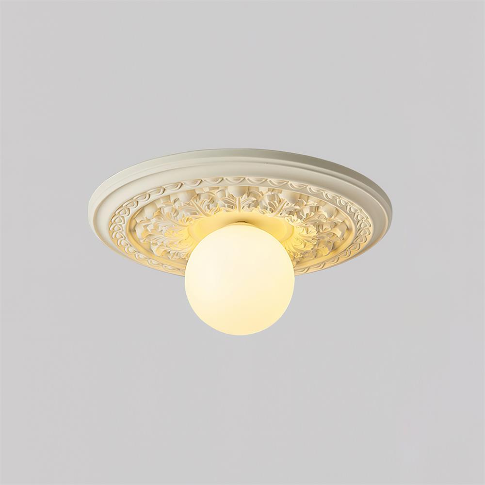 Ivorelle Vintage Carved Ceiling Light with Globe Shade - Neutralighting