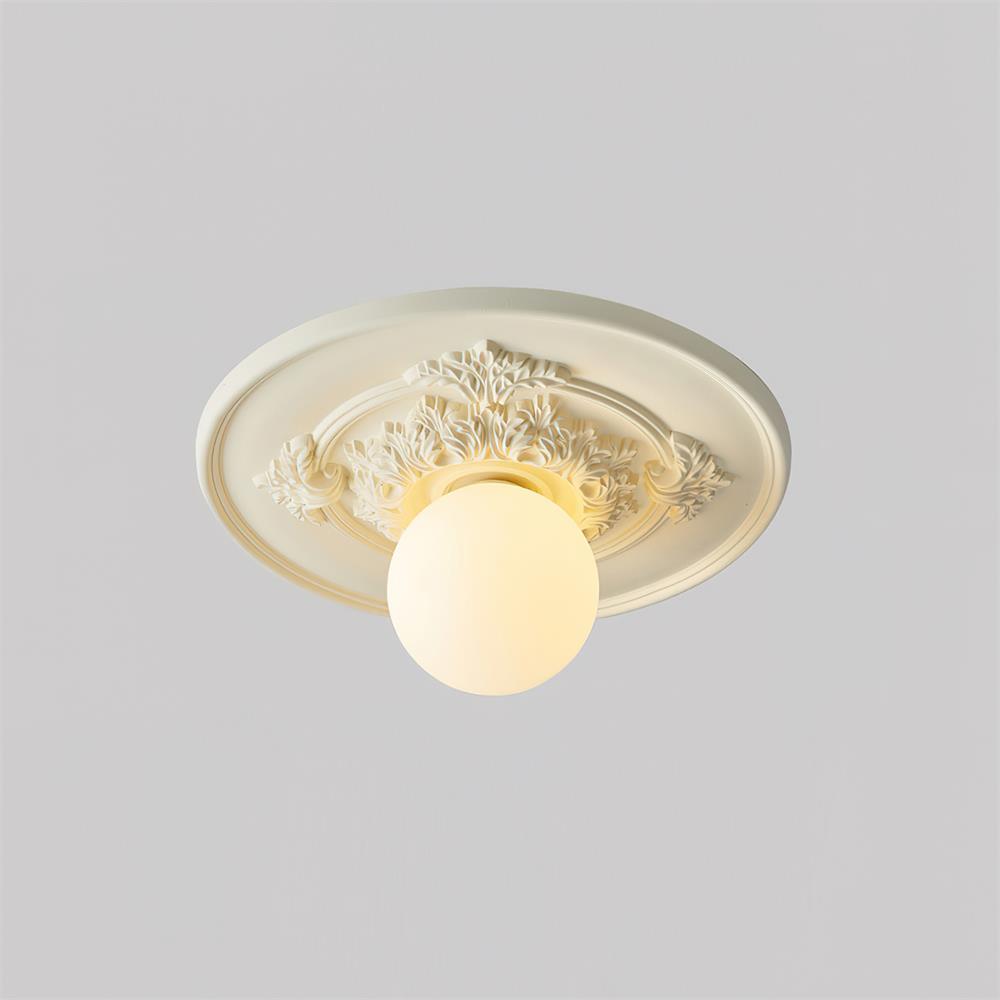Ivorelle Vintage Carved Ceiling Light with Globe Shade - Neutralighting