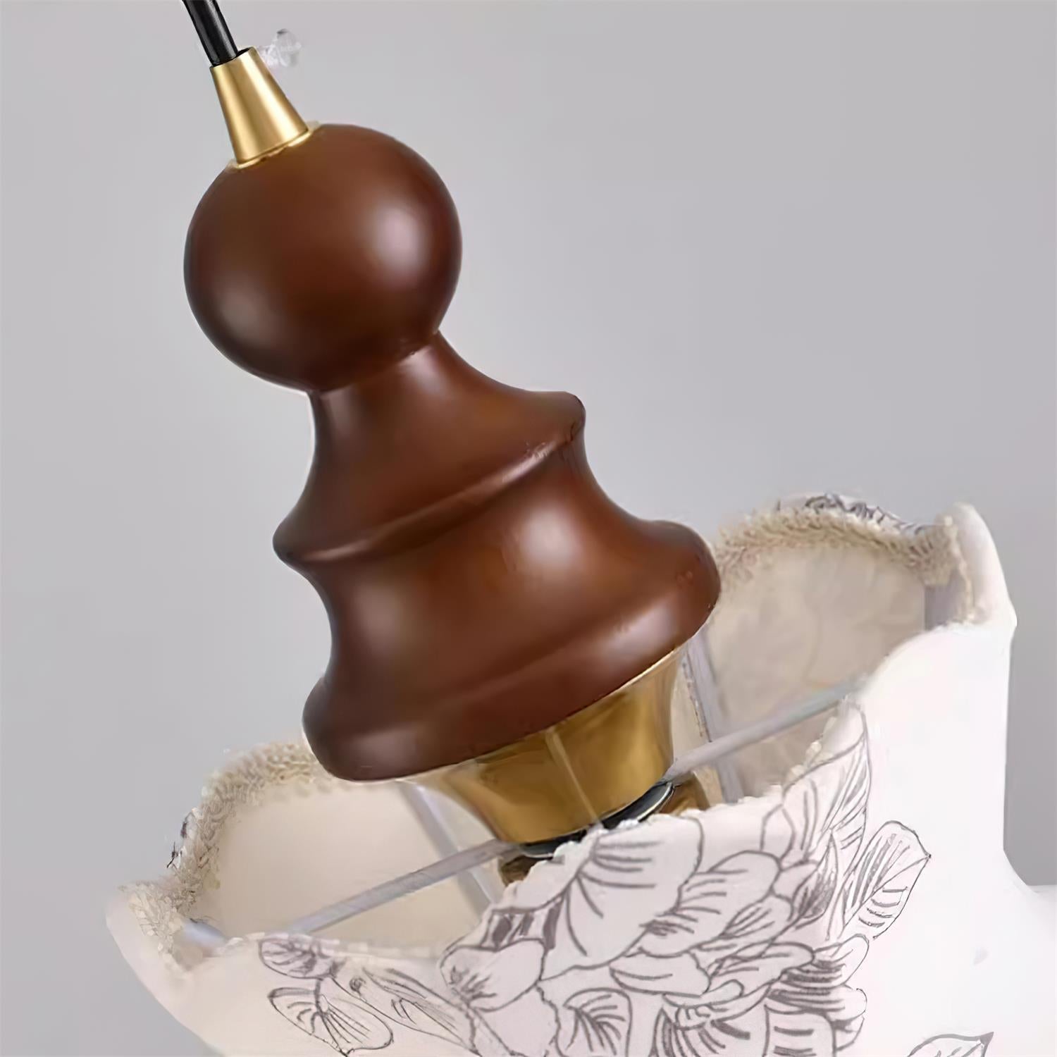 Pendant Lamp Metal and Wood Fabric Vintage Floral Elegant - Neutralighting
