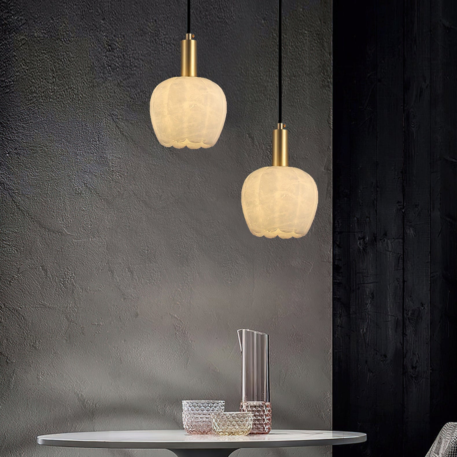 Ritta Pendant Light Flower-shaped Alabaster - Neutralighting