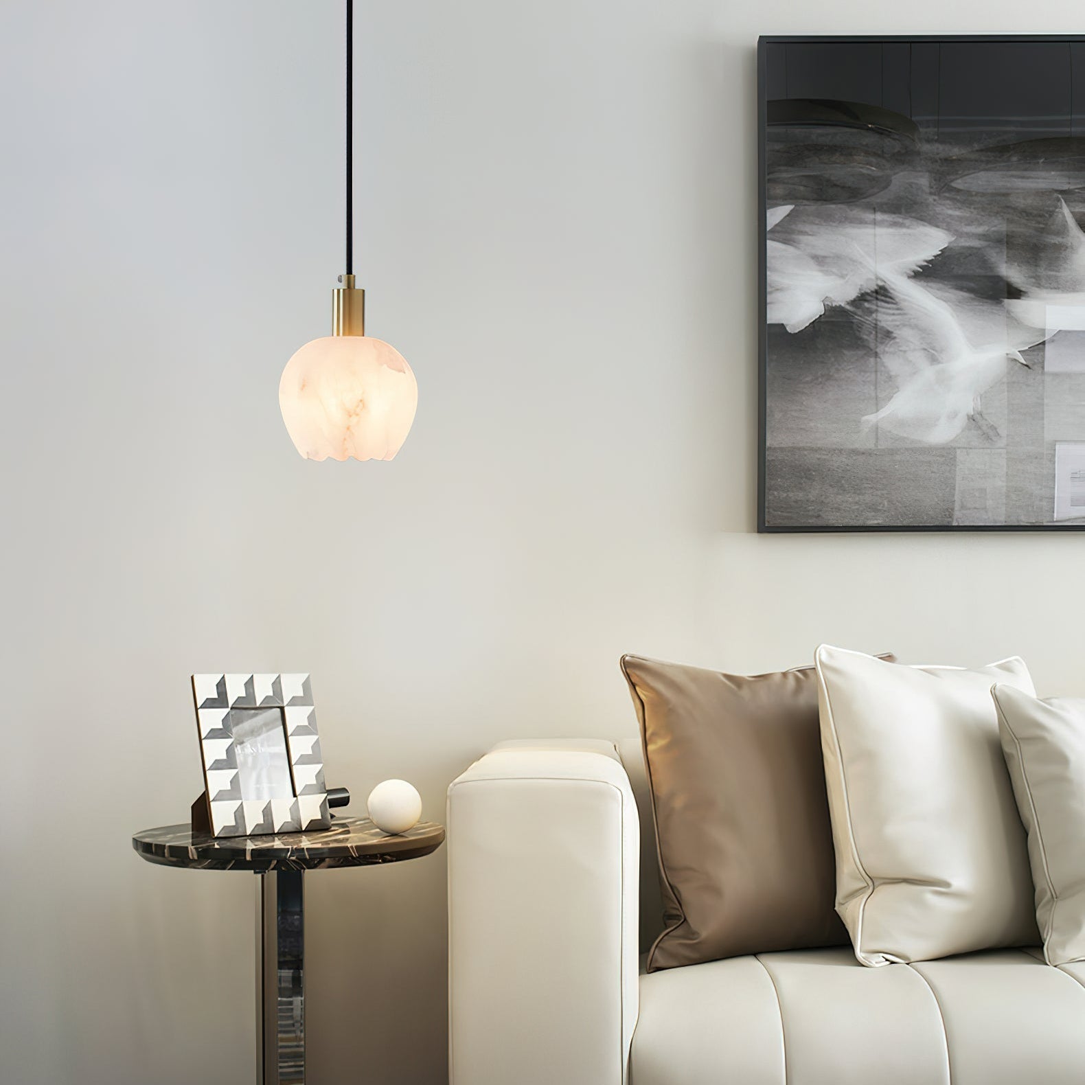 Ritta Pendant Light Flower-shaped Alabaster - Neutralighting