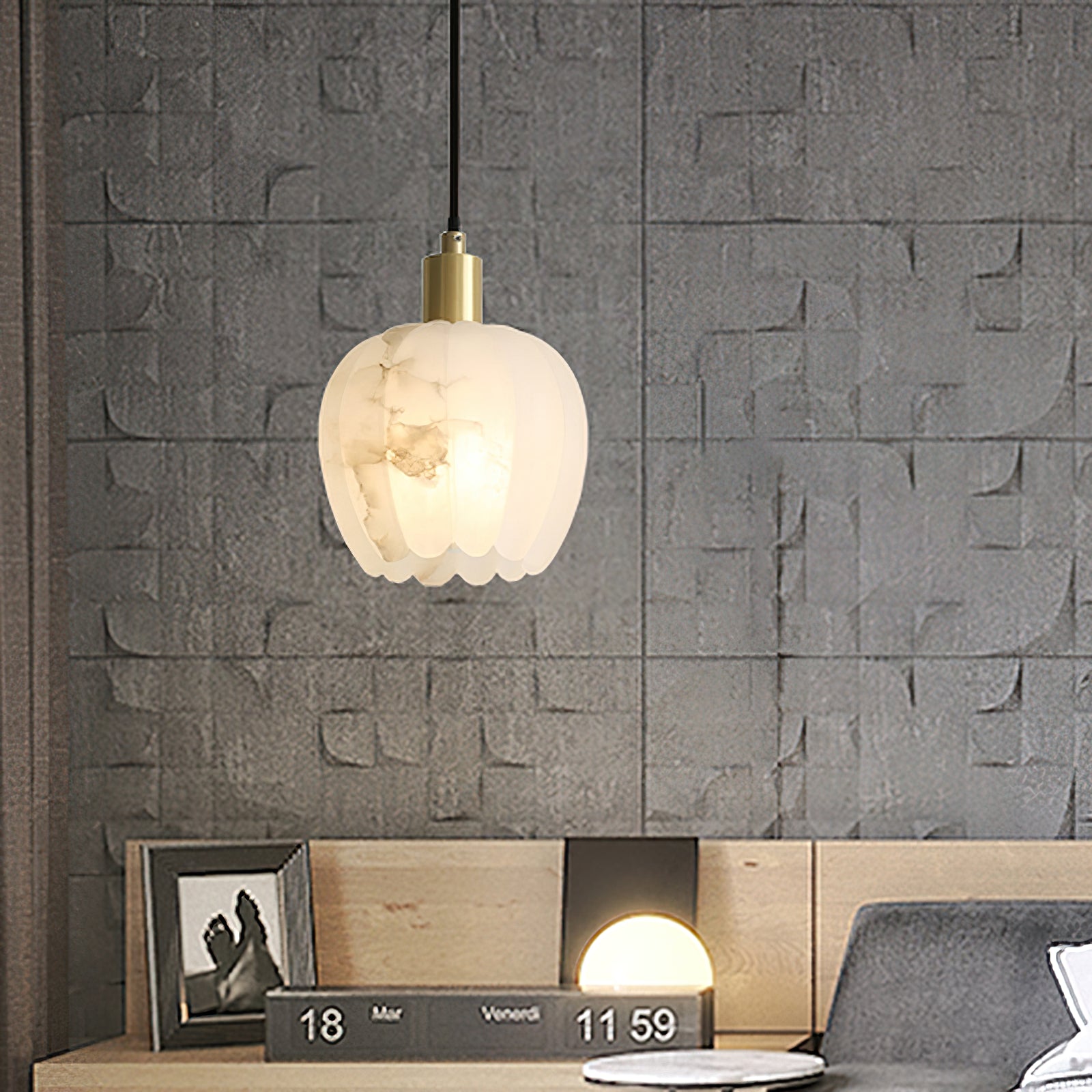 Ritta Pendant Light Flower-shaped Alabaster - Neutralighting
