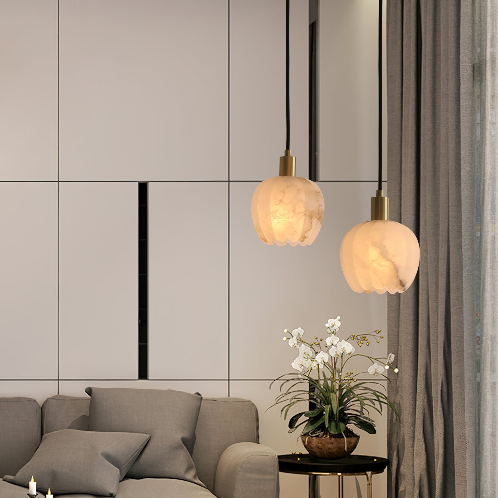 Ritta Pendant Light Flower-shaped Alabaster - Neutralighting