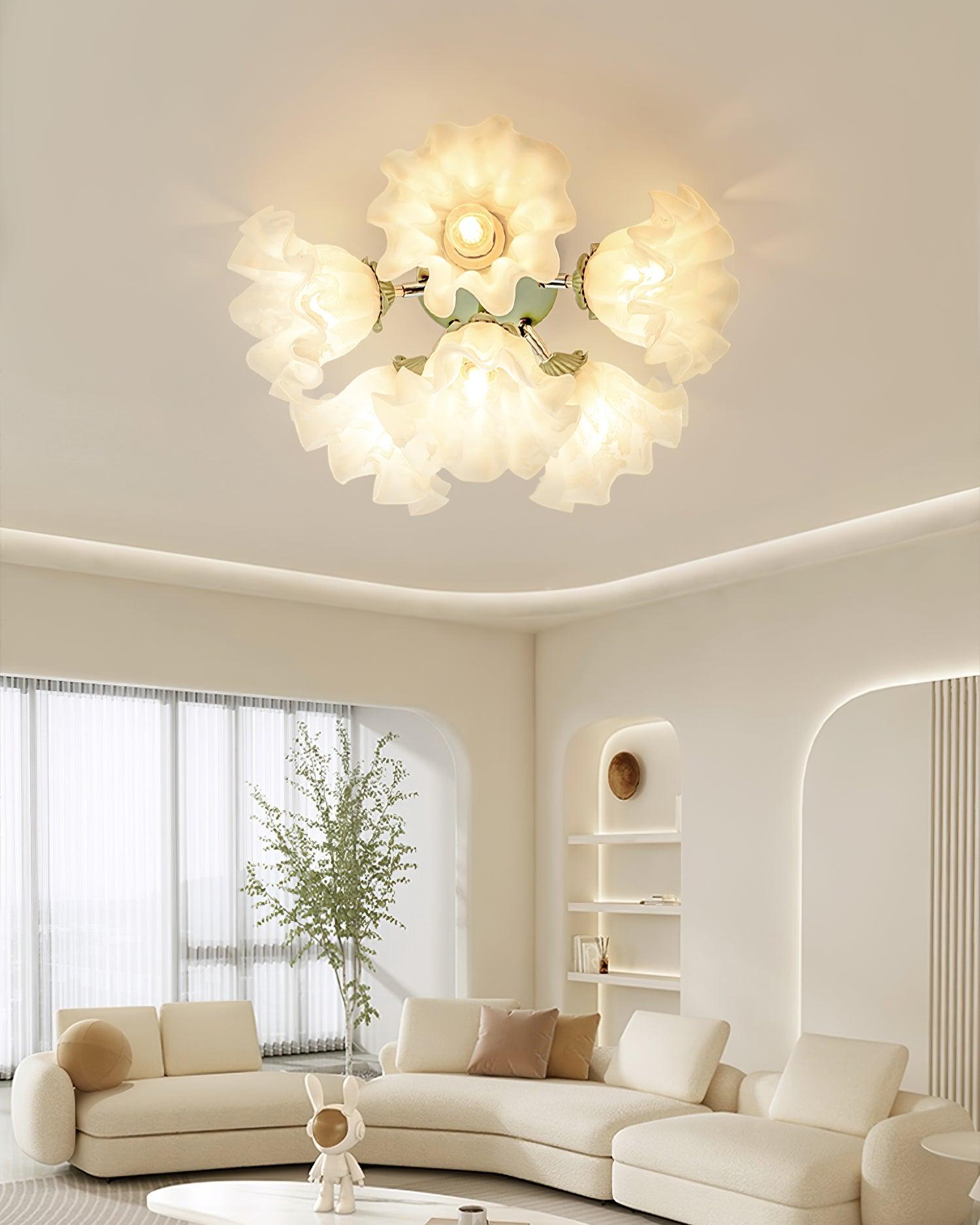 Ceiling Light Petal Shades Wavy Glass Bloom Elegant Floral - Neutralighting