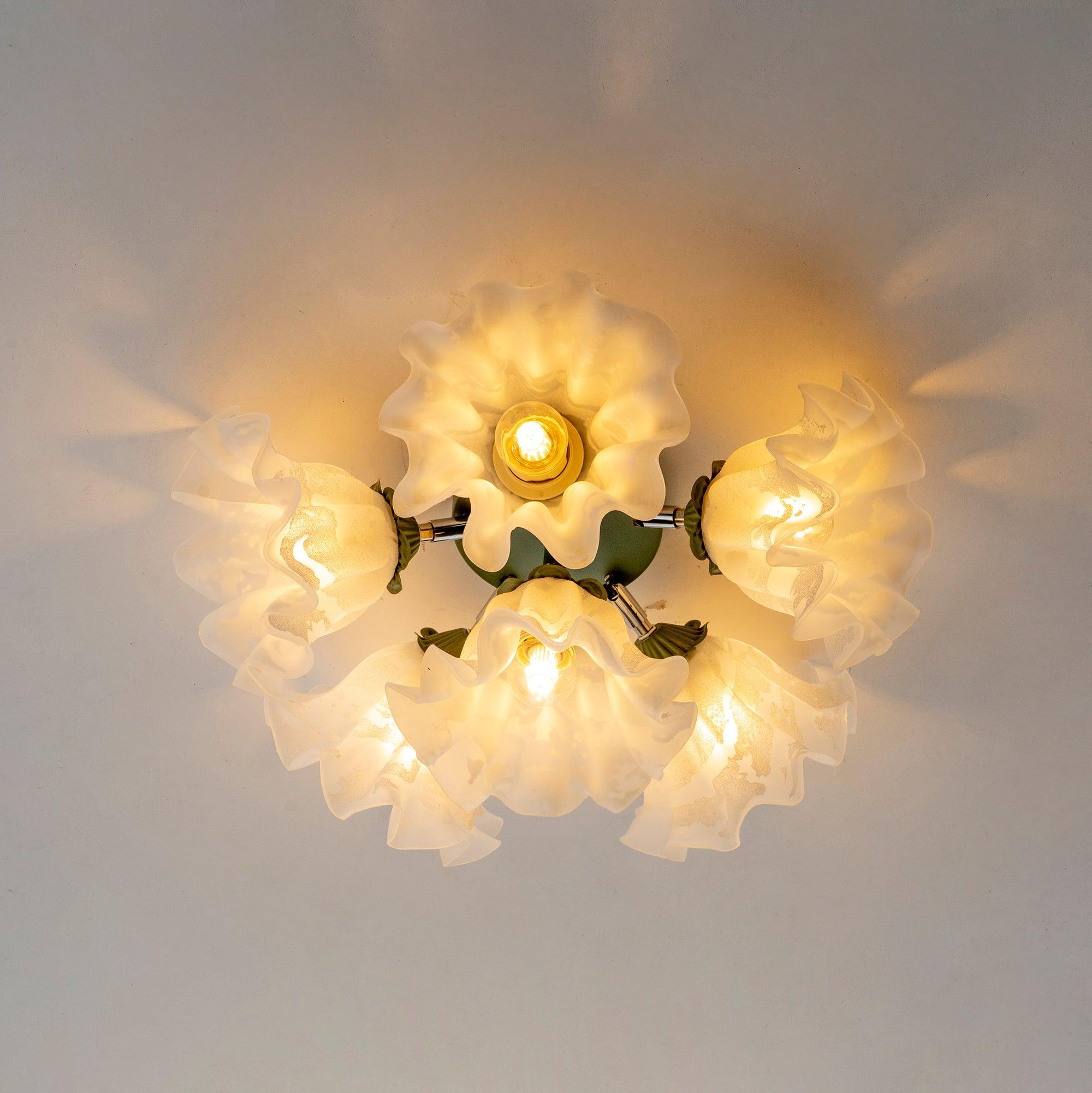 Ceiling Light Petal Shades Wavy Glass Bloom Elegant Floral - Neutralighting
