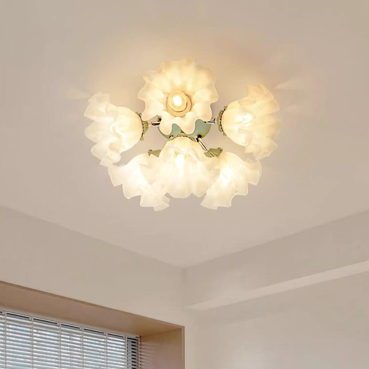 Ceiling Light Petal Shades Wavy Glass Bloom Elegant Floral - Neutralighting