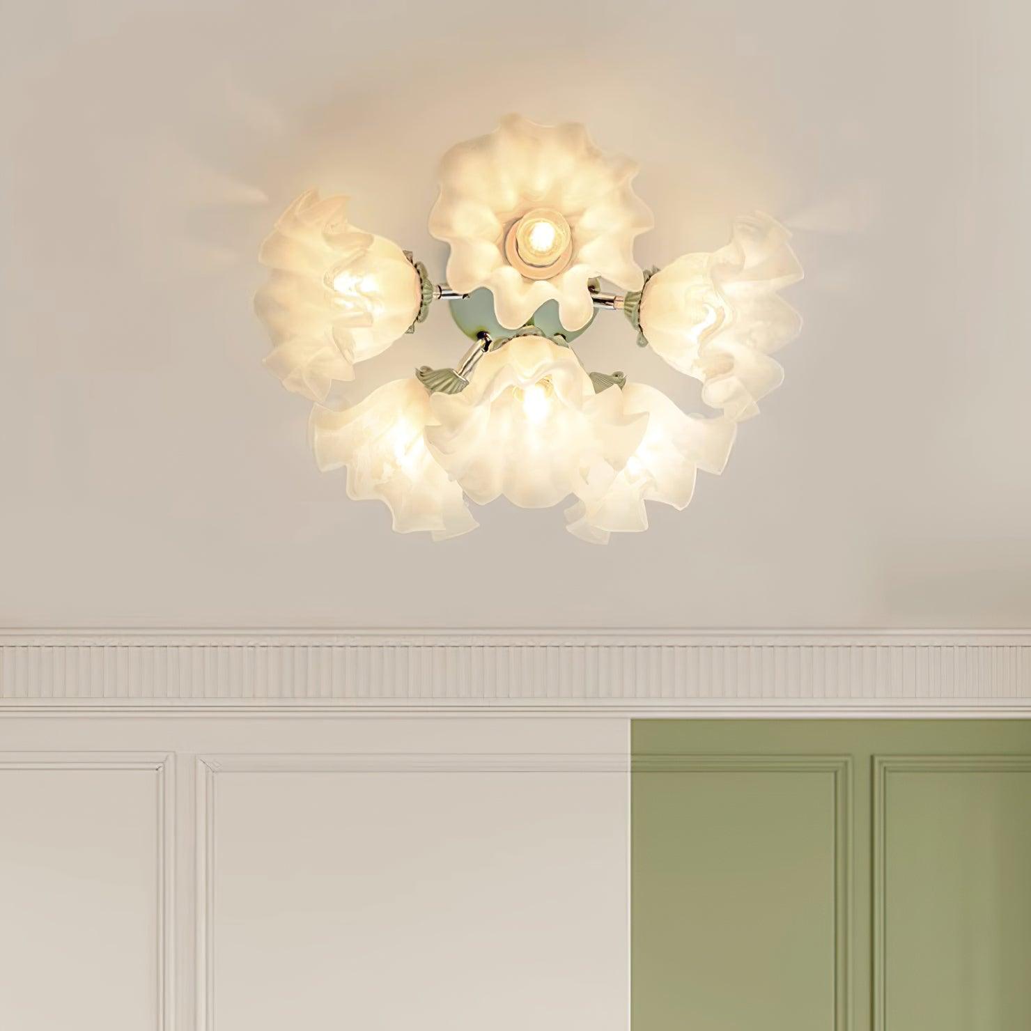 Ceiling Light Petal Shades Wavy Glass Bloom Elegant Floral - Neutralighting