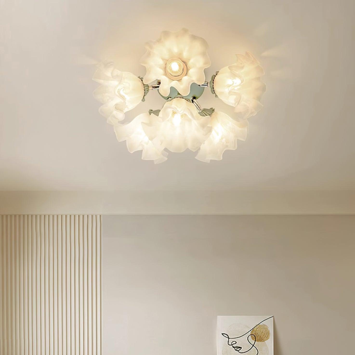Ceiling Light Petal Shades Wavy Glass Bloom Elegant Floral - Neutralighting