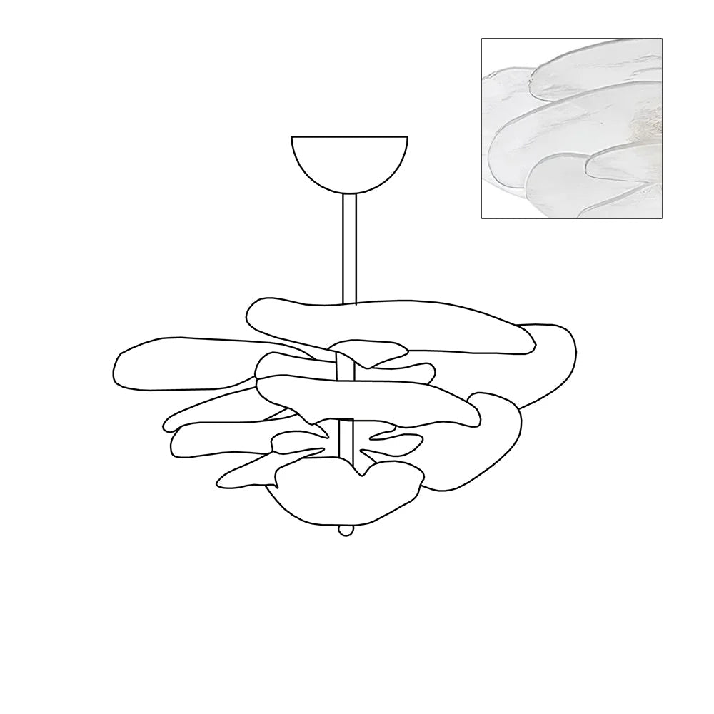 Lotus Chandelier Glass Contemporary Leaf Layered - Neutralighting