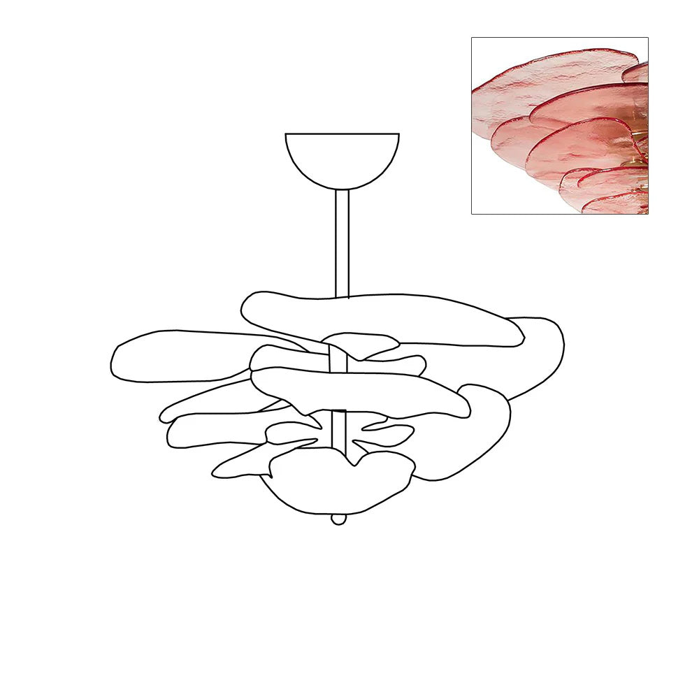 Lotus Chandelier Glass Contemporary Leaf Layered - Neutralighting
