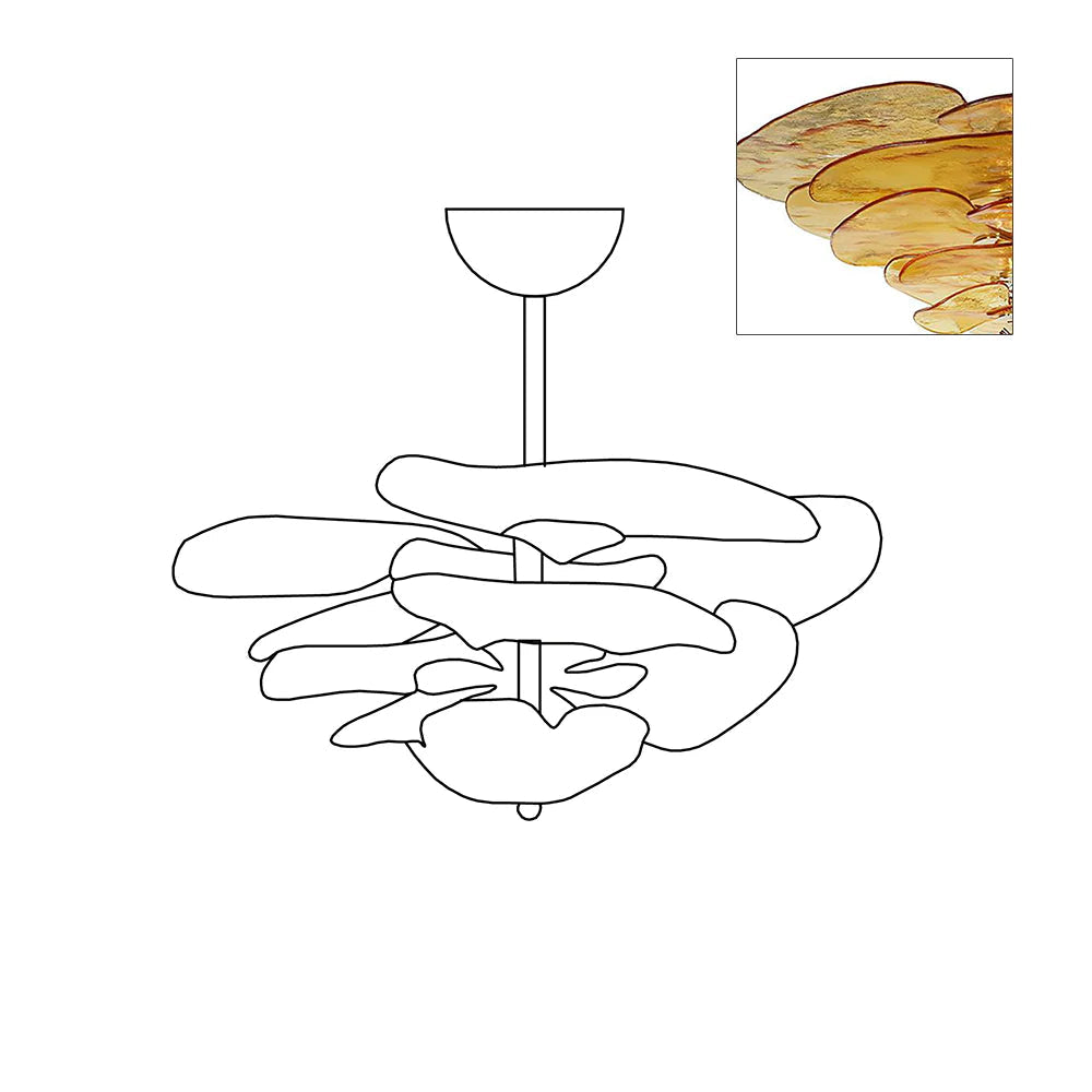 Lotus Chandelier Glass Contemporary Leaf Layered - Neutralighting
