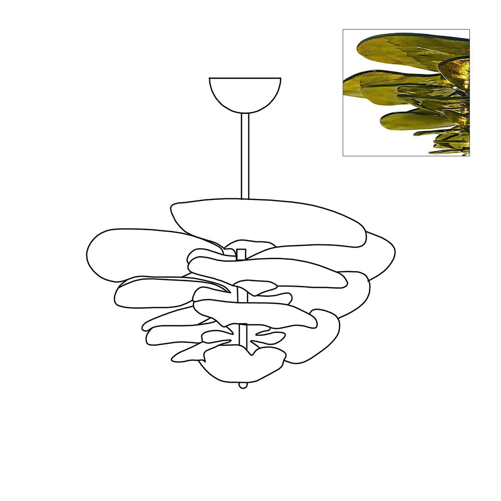 Lotus Chandelier Glass Contemporary Leaf Layered - Neutralighting