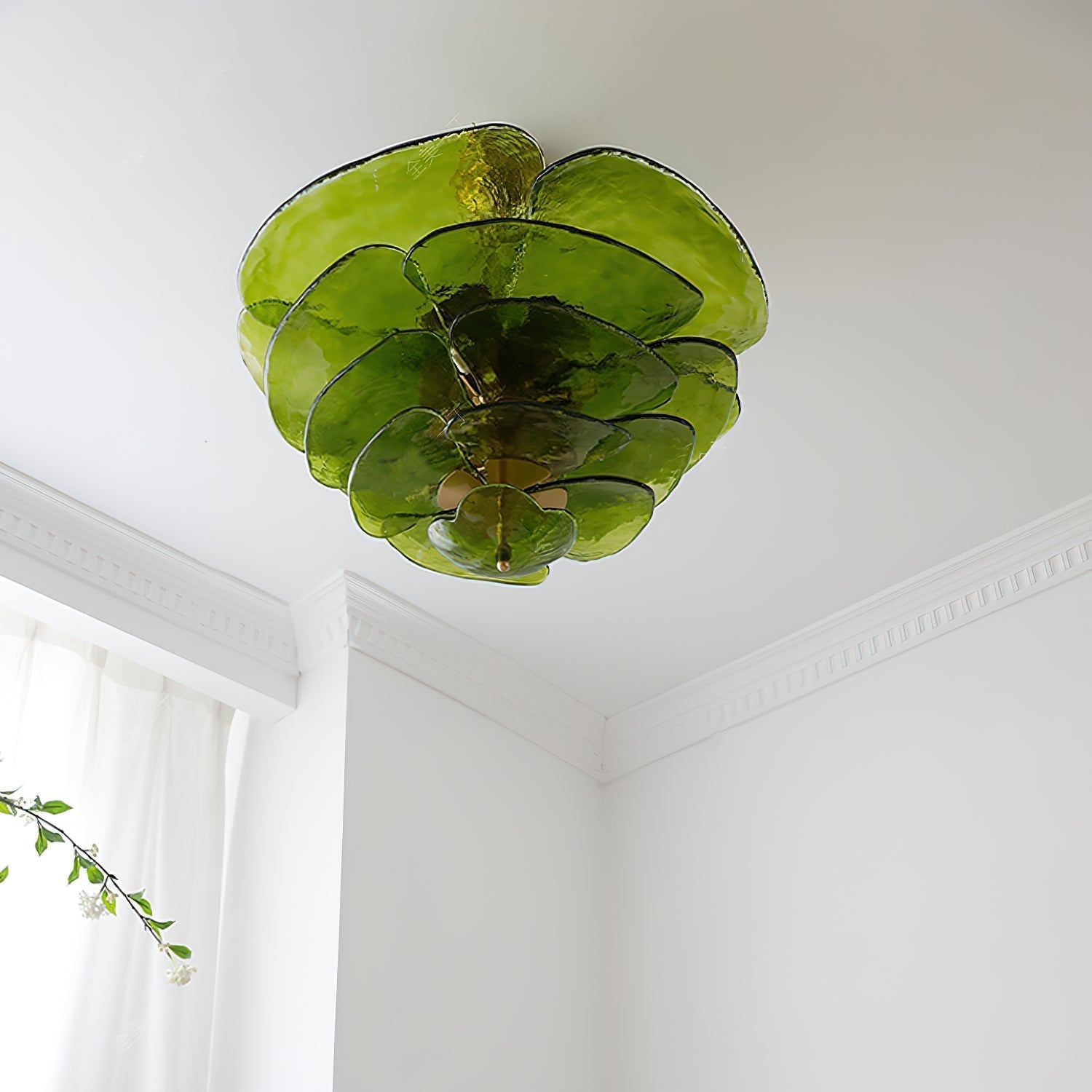 Lotus Chandelier Glass Contemporary Leaf Layered - Neutralighting