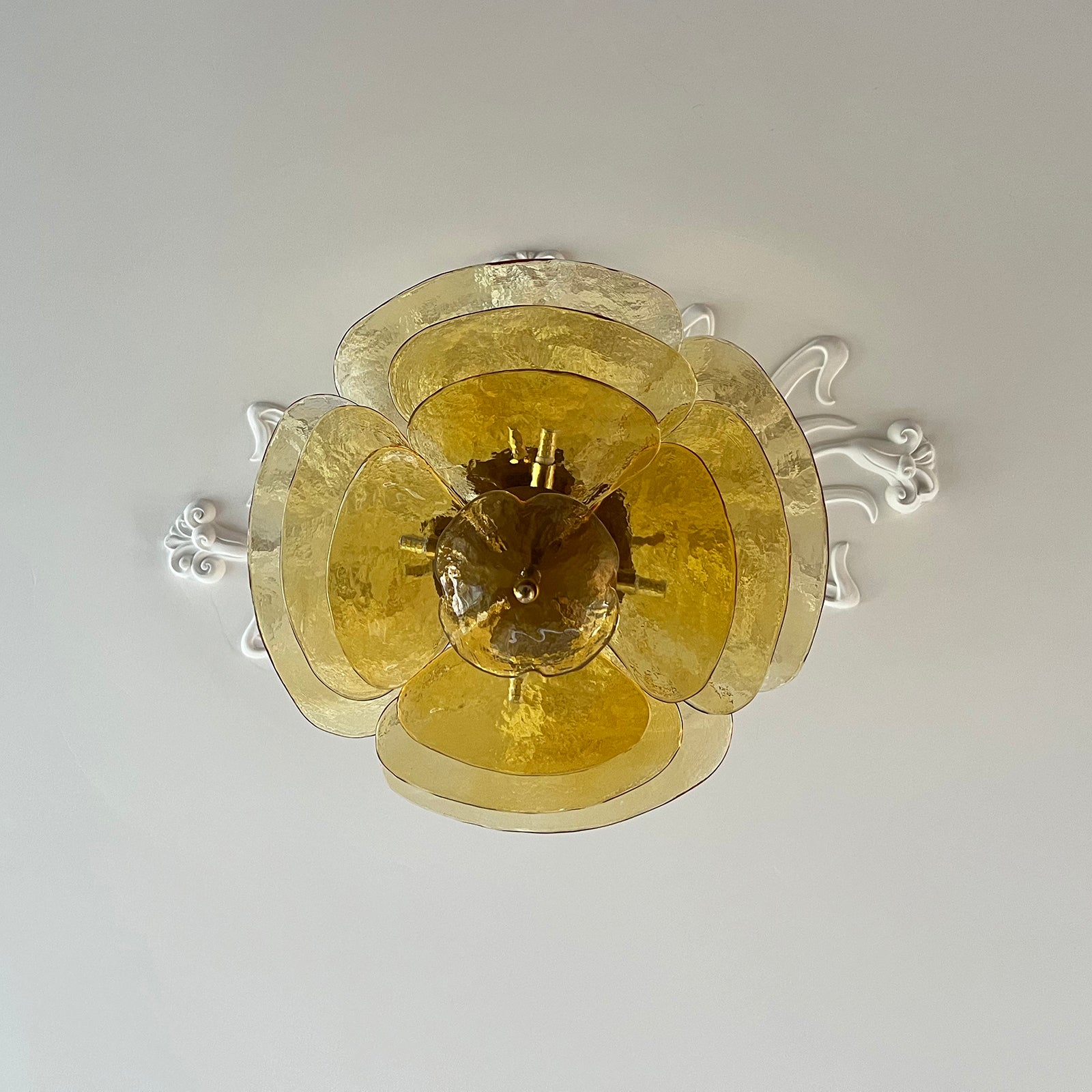 Lotus Chandelier Glass Contemporary Leaf Layered - Neutralighting