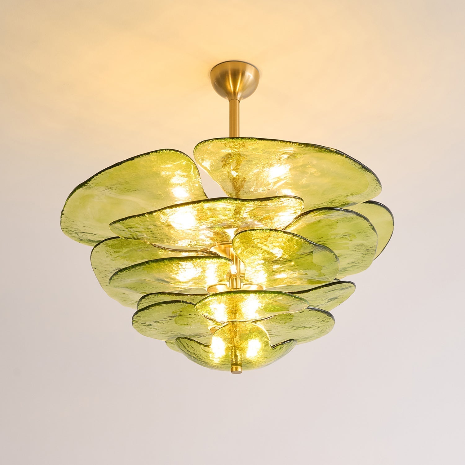 Lotus Chandelier Glass Contemporary Leaf Layered - Neutralighting