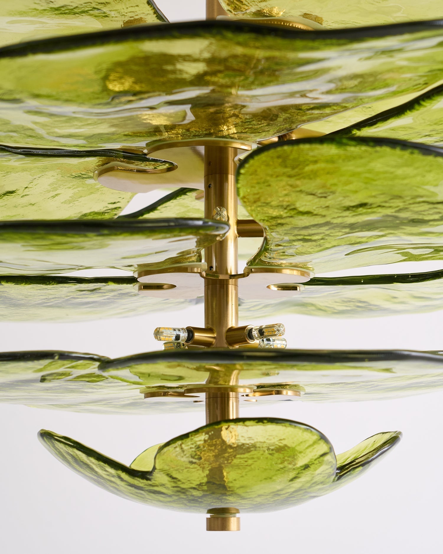 Lotus Chandelier Glass Contemporary Leaf Layered - Neutralighting
