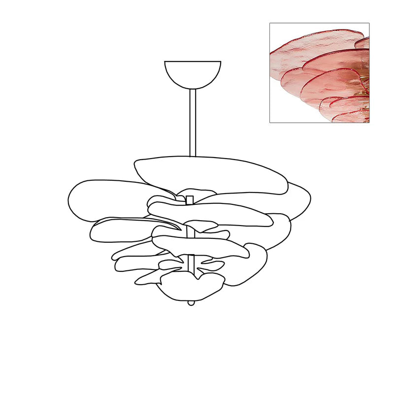 Lotus Chandelier Glass Contemporary Leaf Layered - Neutralighting