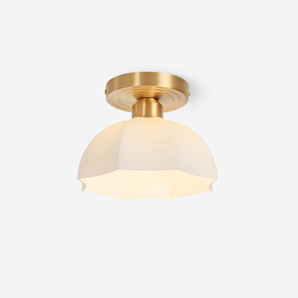 Avelin Brass Base and Opal Glass Flush Mount Ceiling Light - Neutralighting