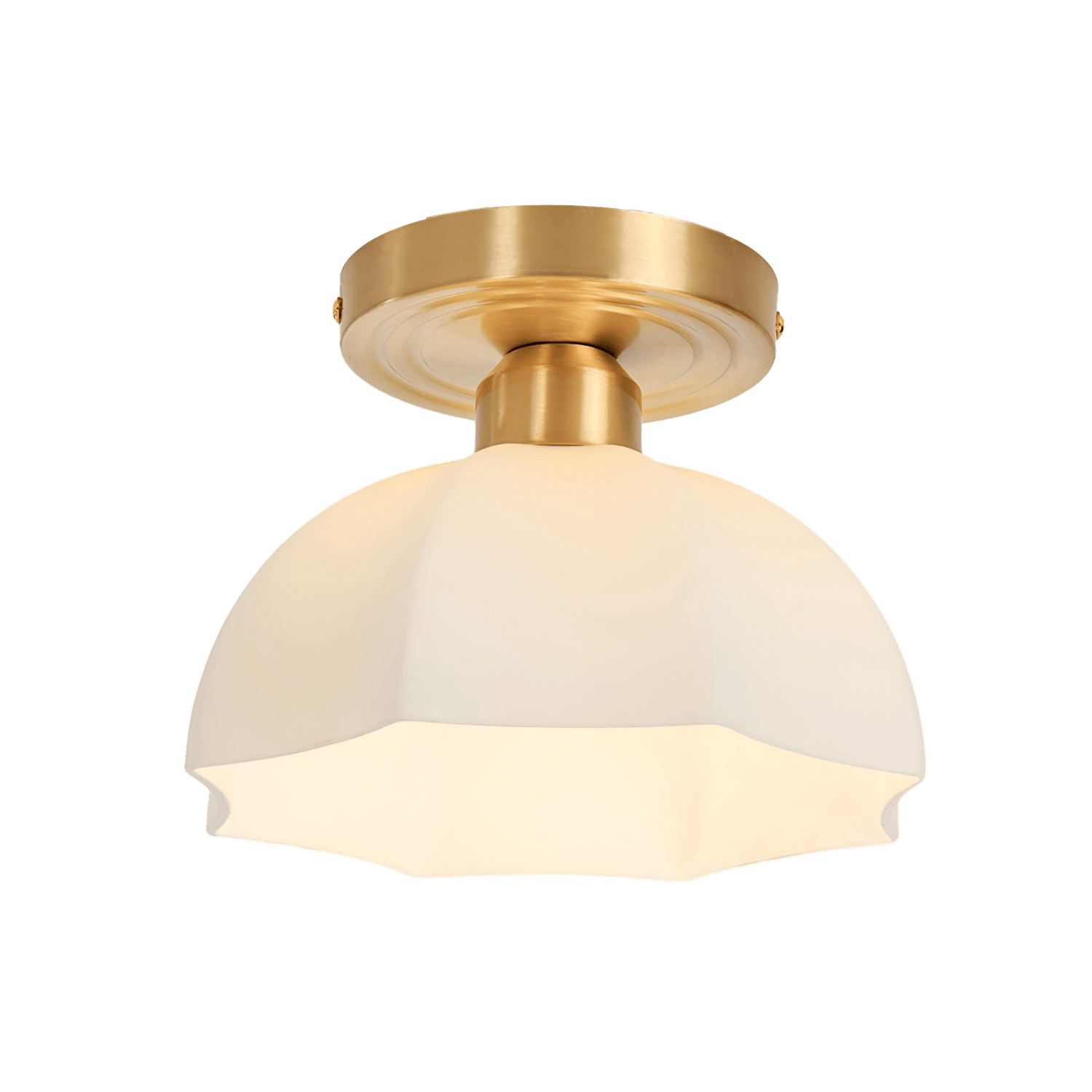 Avelin Brass Base and Opal Glass Flush Mount Ceiling Light - Neutralighting