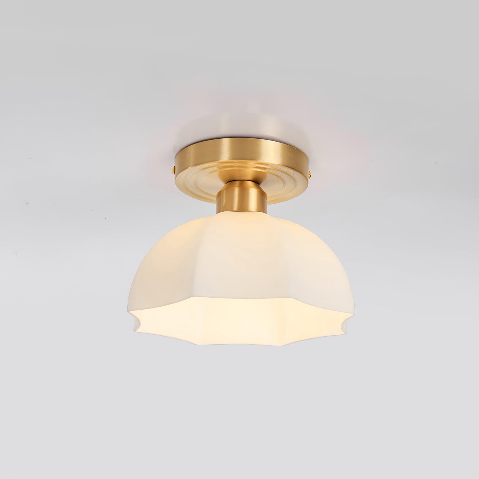 Avelin Brass Base and Opal Glass Flush Mount Ceiling Light - Neutralighting