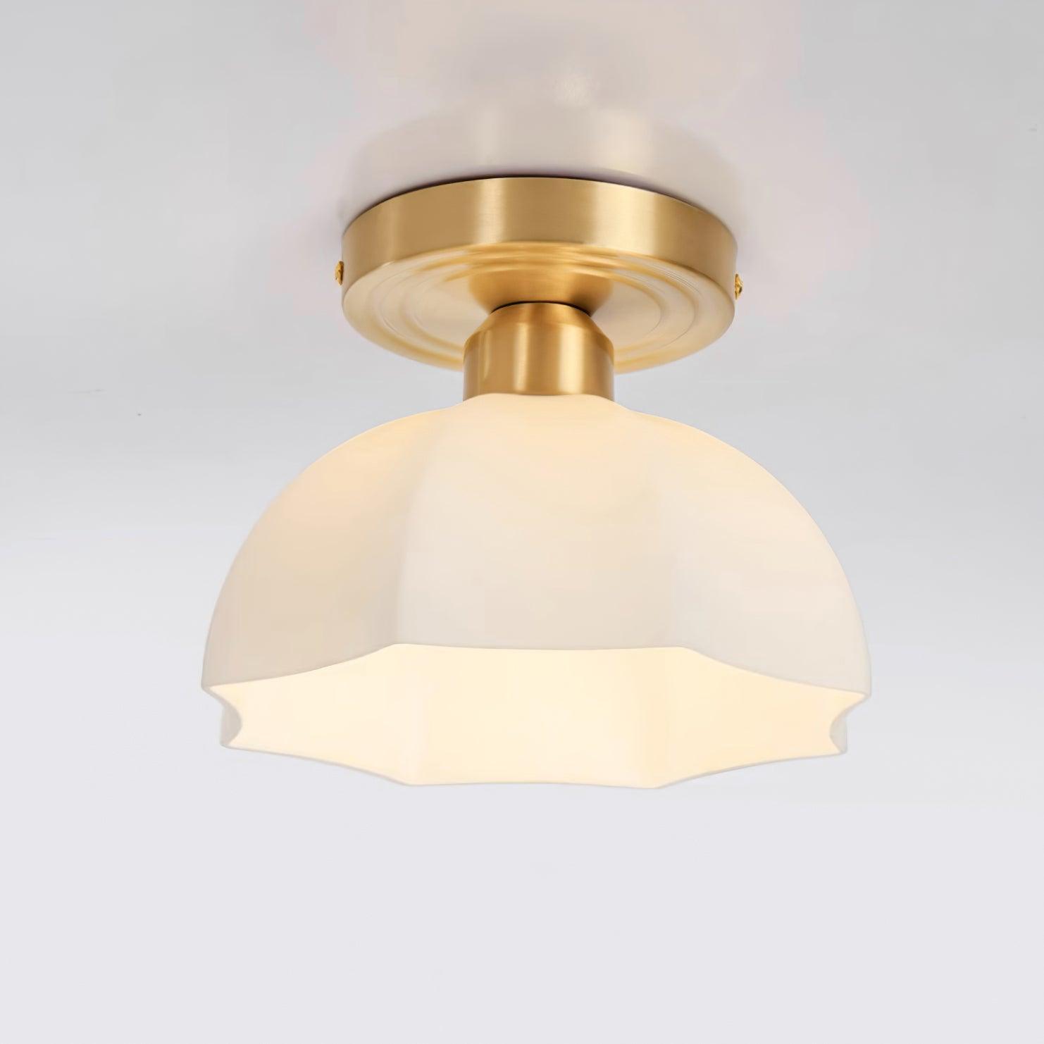 Avelin Brass Base and Opal Glass Flush Mount Ceiling Light - Neutralighting
