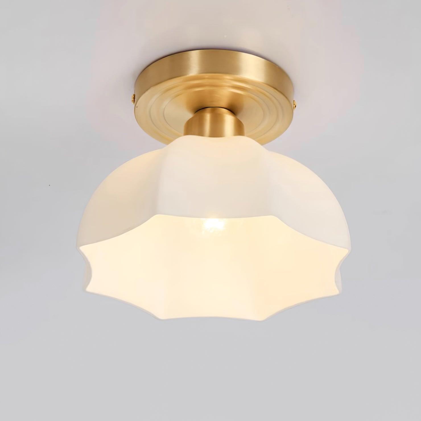 Avelin Brass Base and Opal Glass Flush Mount Ceiling Light - Neutralighting