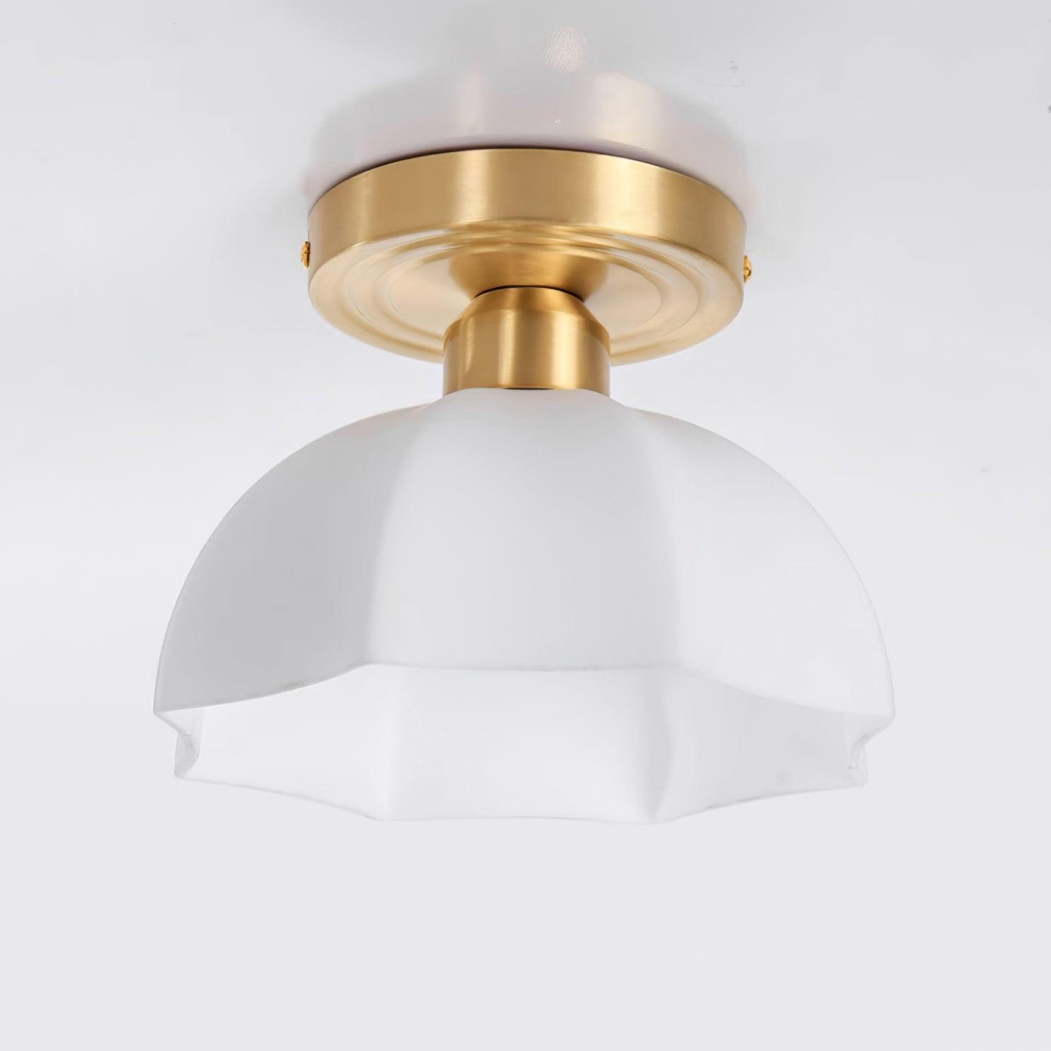 Avelin Brass Base and Opal Glass Flush Mount Ceiling Light - Neutralighting