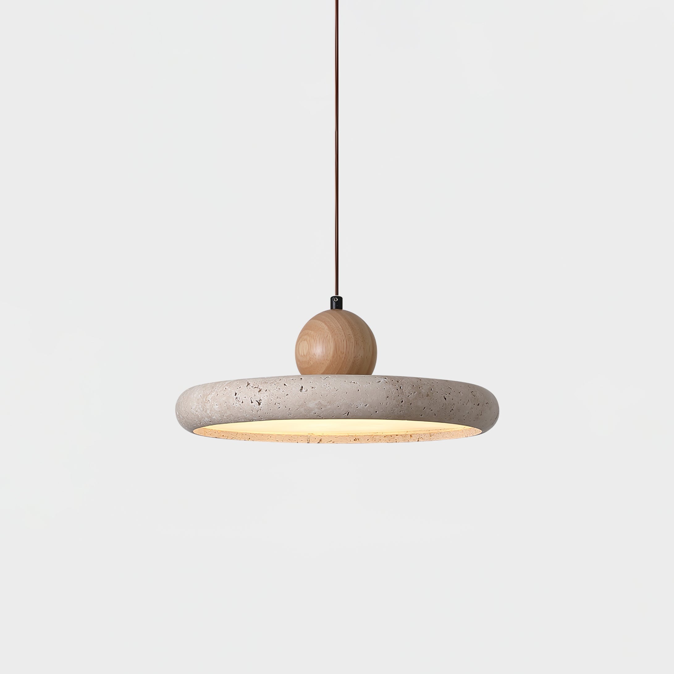 Opalyn Travertine & Wood Pendant Light - Neutralighting