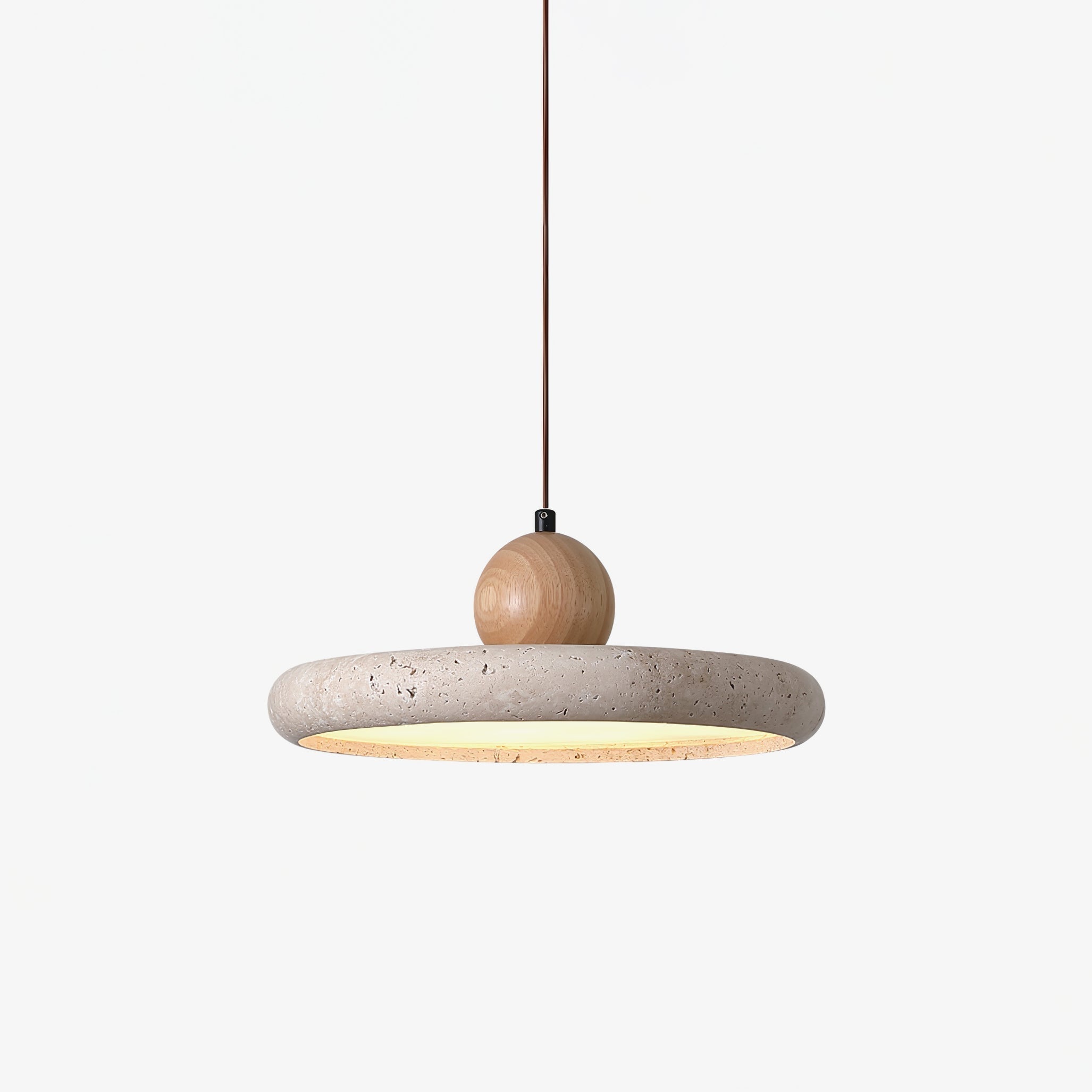 Opalyn Travertine & Wood Pendant Light - Neutralighting