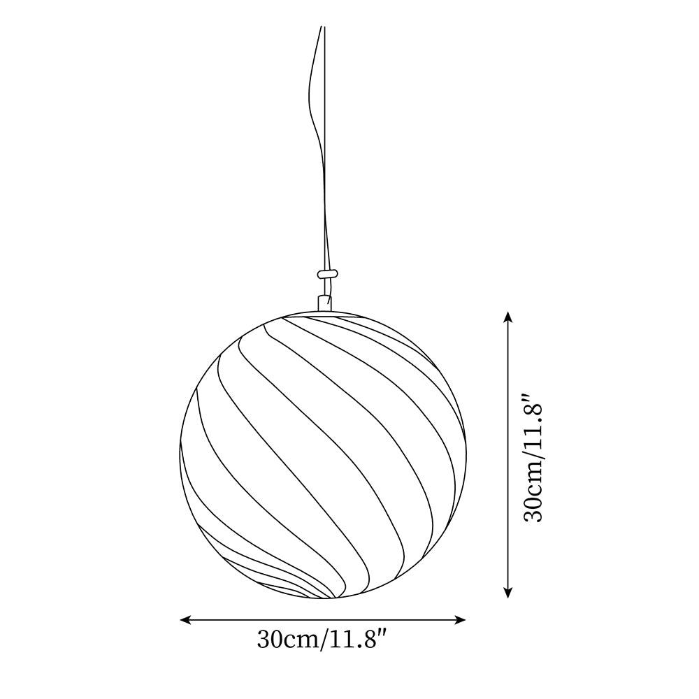 Pendant Lamp Glass Globe Light with Green Swirl Stripes - Neutralighting