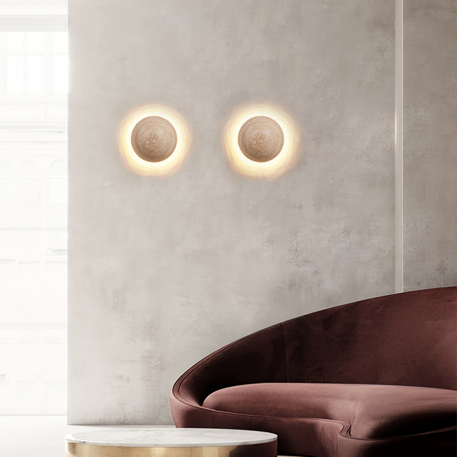Nyvarion Minimalist Travertine Wall Light - Neutralighting