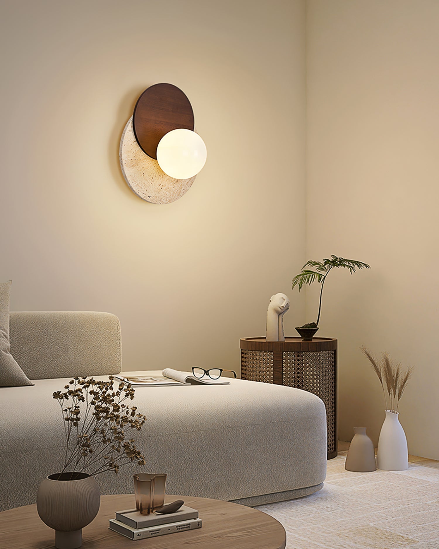 Eclipse Wall Lamp Overlapping Travertine - Neutralighting
