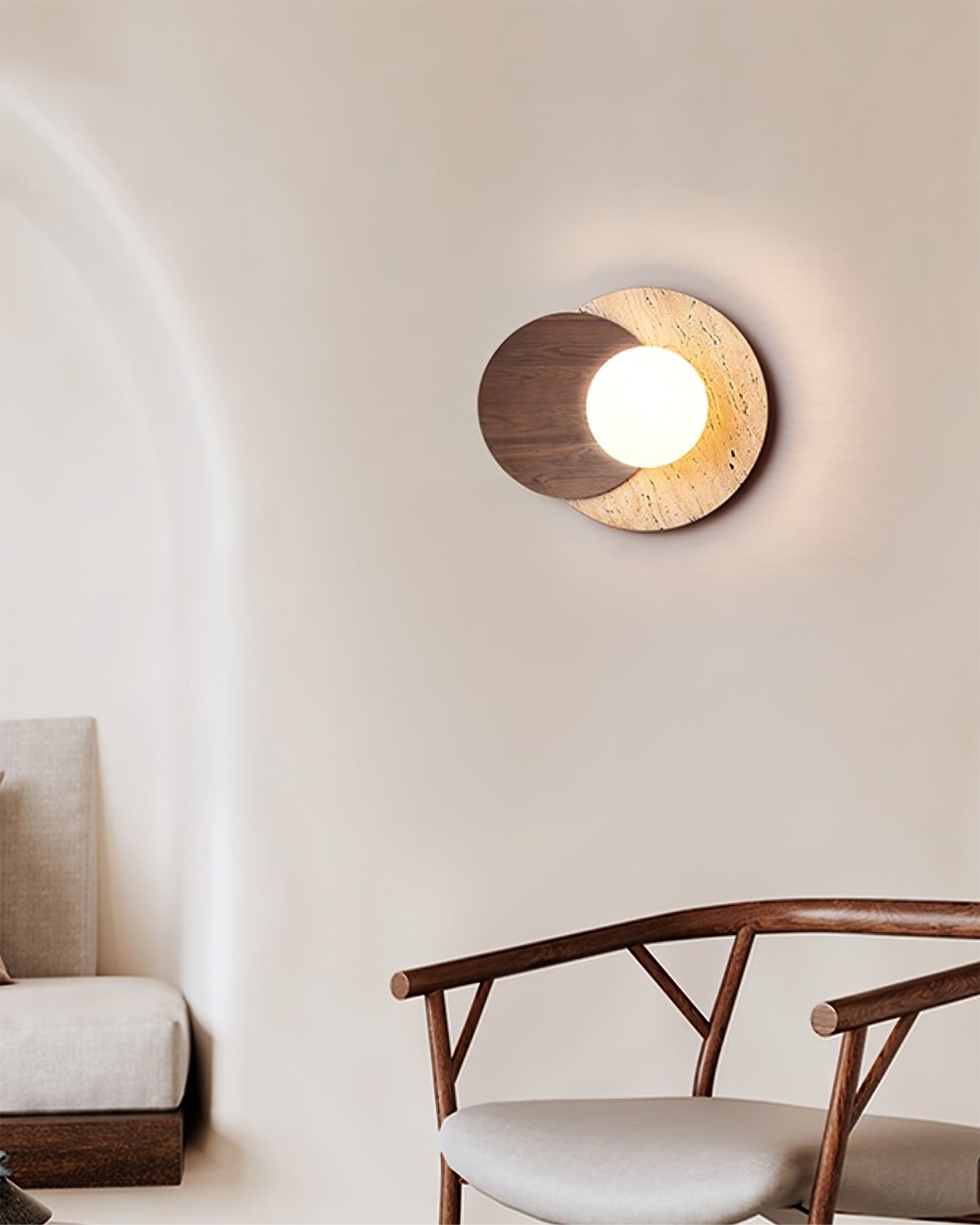 Eclipse Wall Lamp Overlapping Travertine - Neutralighting