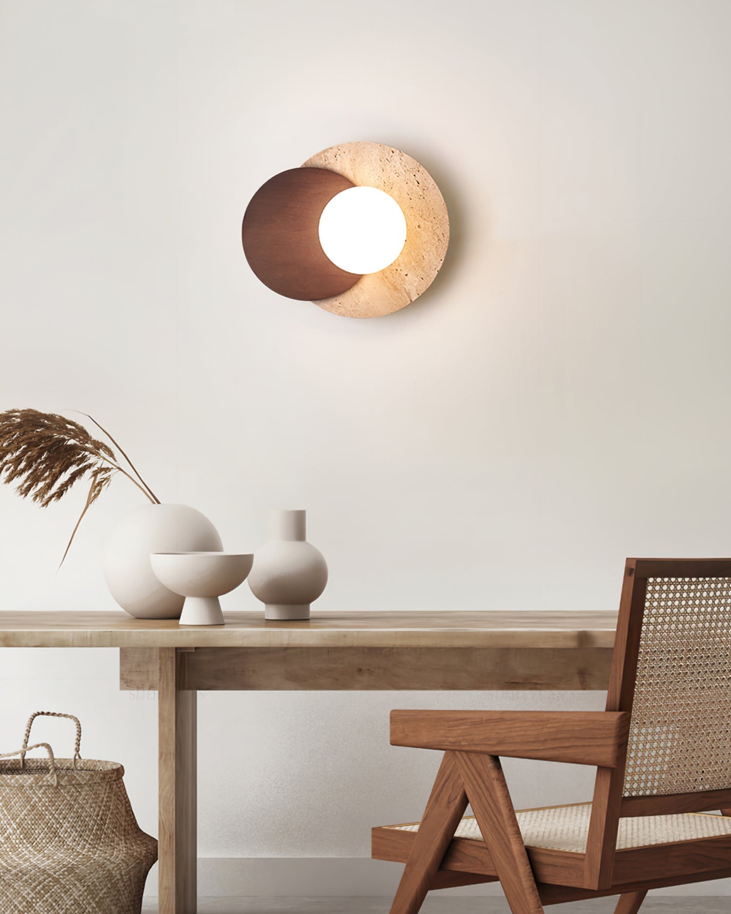 Eclipse Wall Lamp Overlapping Travertine - Neutralighting