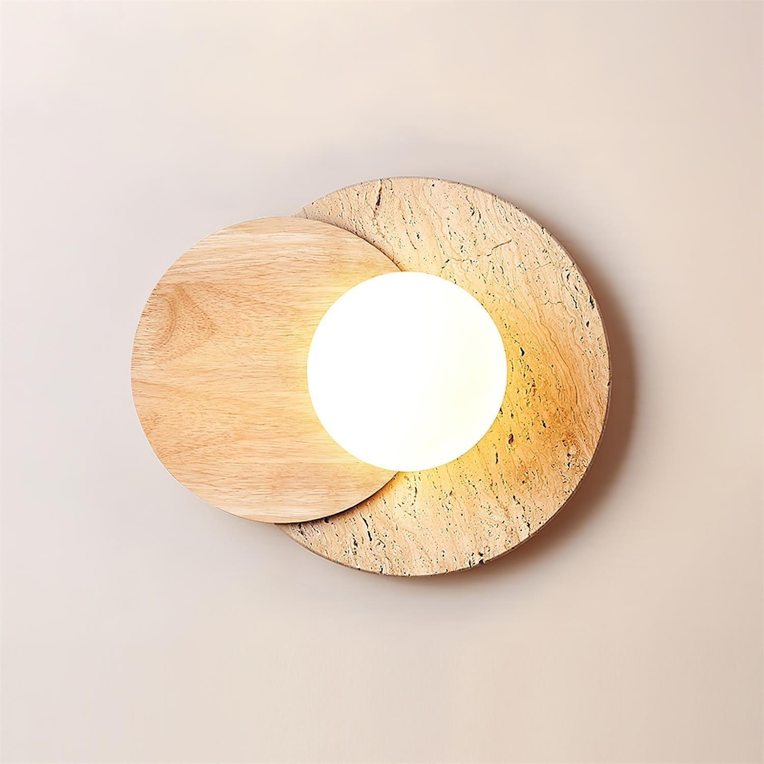 Zelirir Dual-Disc Travertine Wall Light - Neutralighting