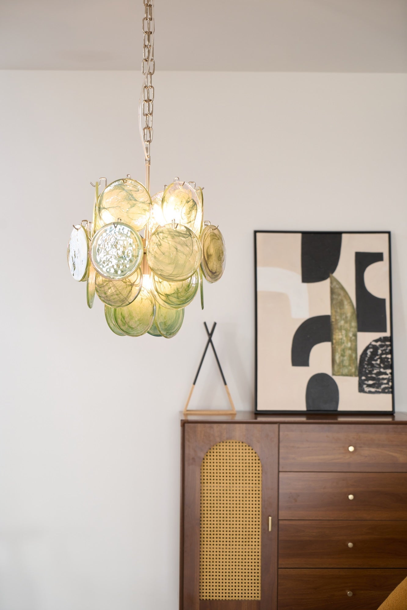 Aurora Chandelier Multicolor Murano Disc Layered Artistic