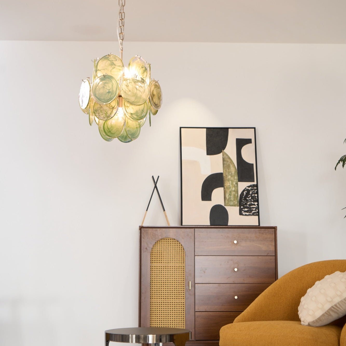 Aurora Chandelier Multicolor Murano Disc Layered Artistic