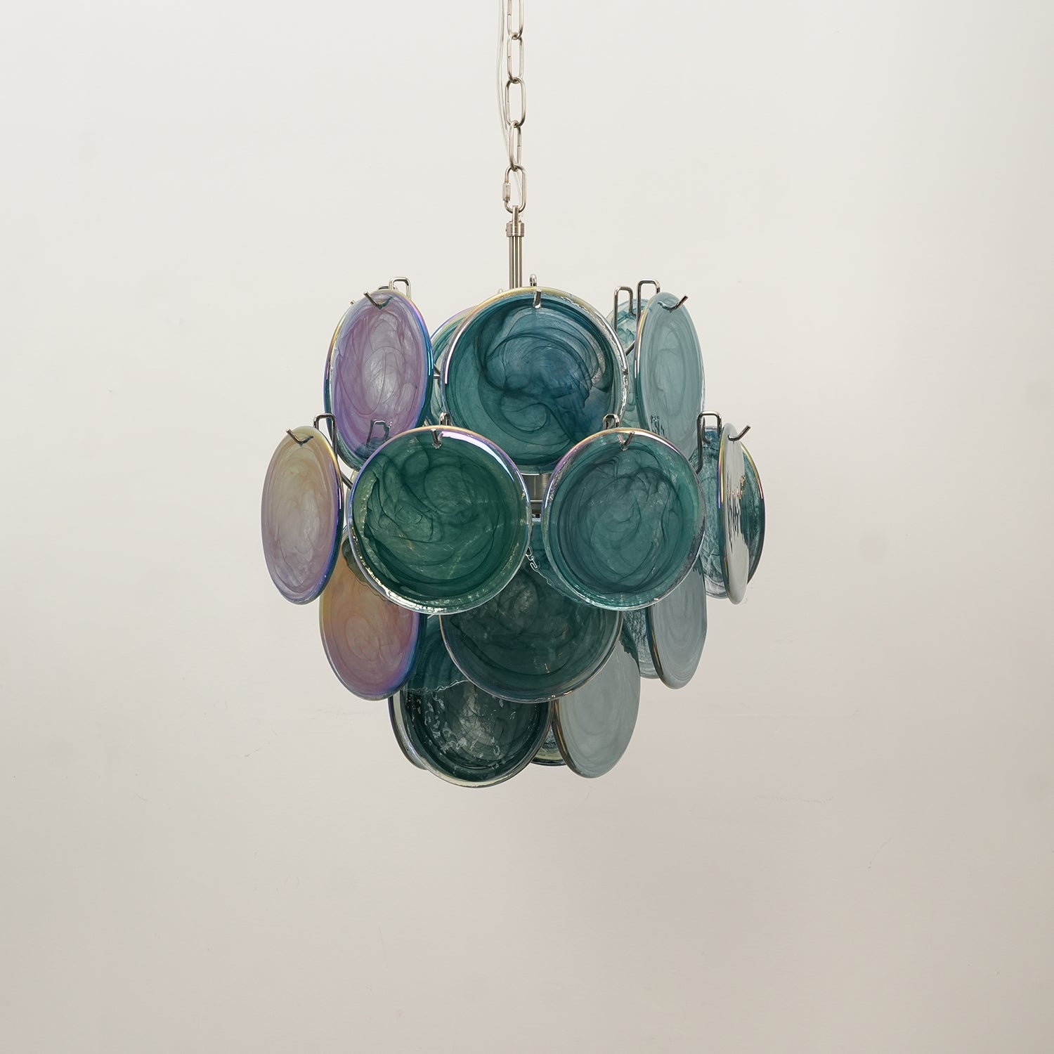 Aurora Chandelier Multicolor Murano Disc Layered Artistic
