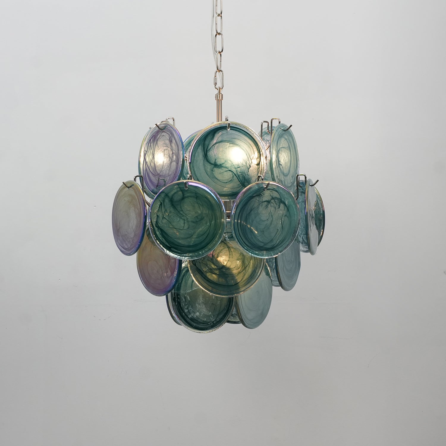 Aurora Chandelier Multicolor Murano Disc Layered Artistic
