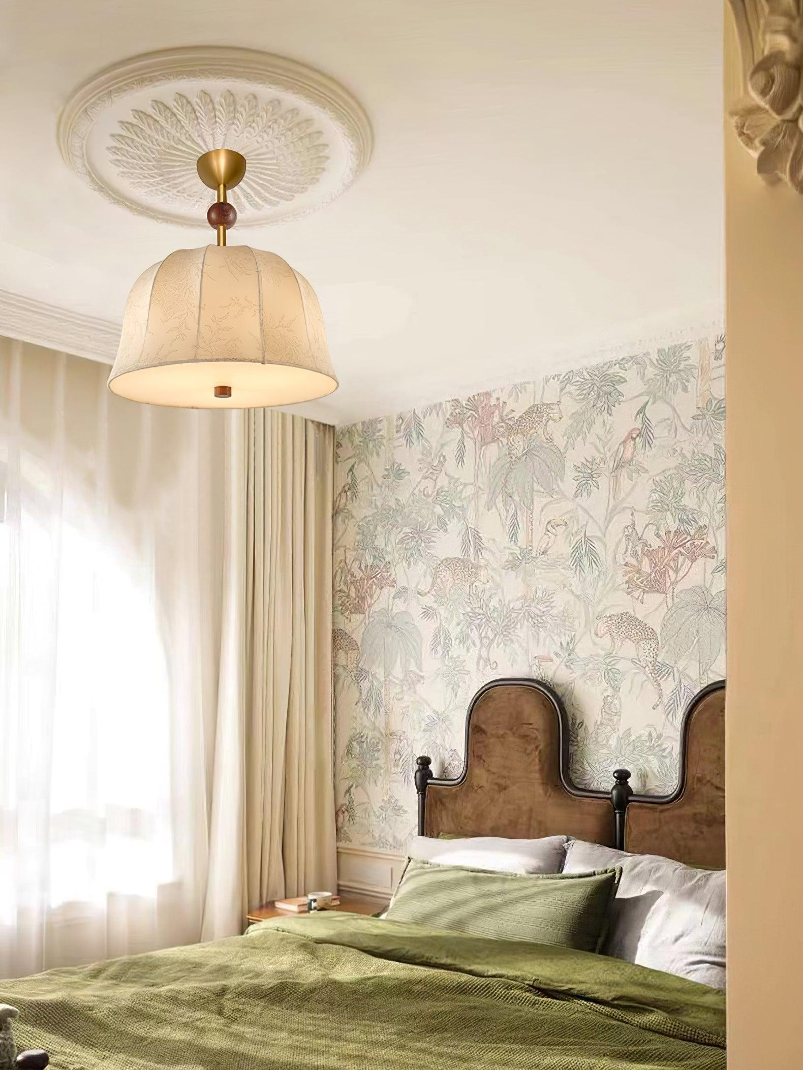Ceiling Light in Fabric, Metal and Wood for Warm Interiors Elegant - Neutralighting