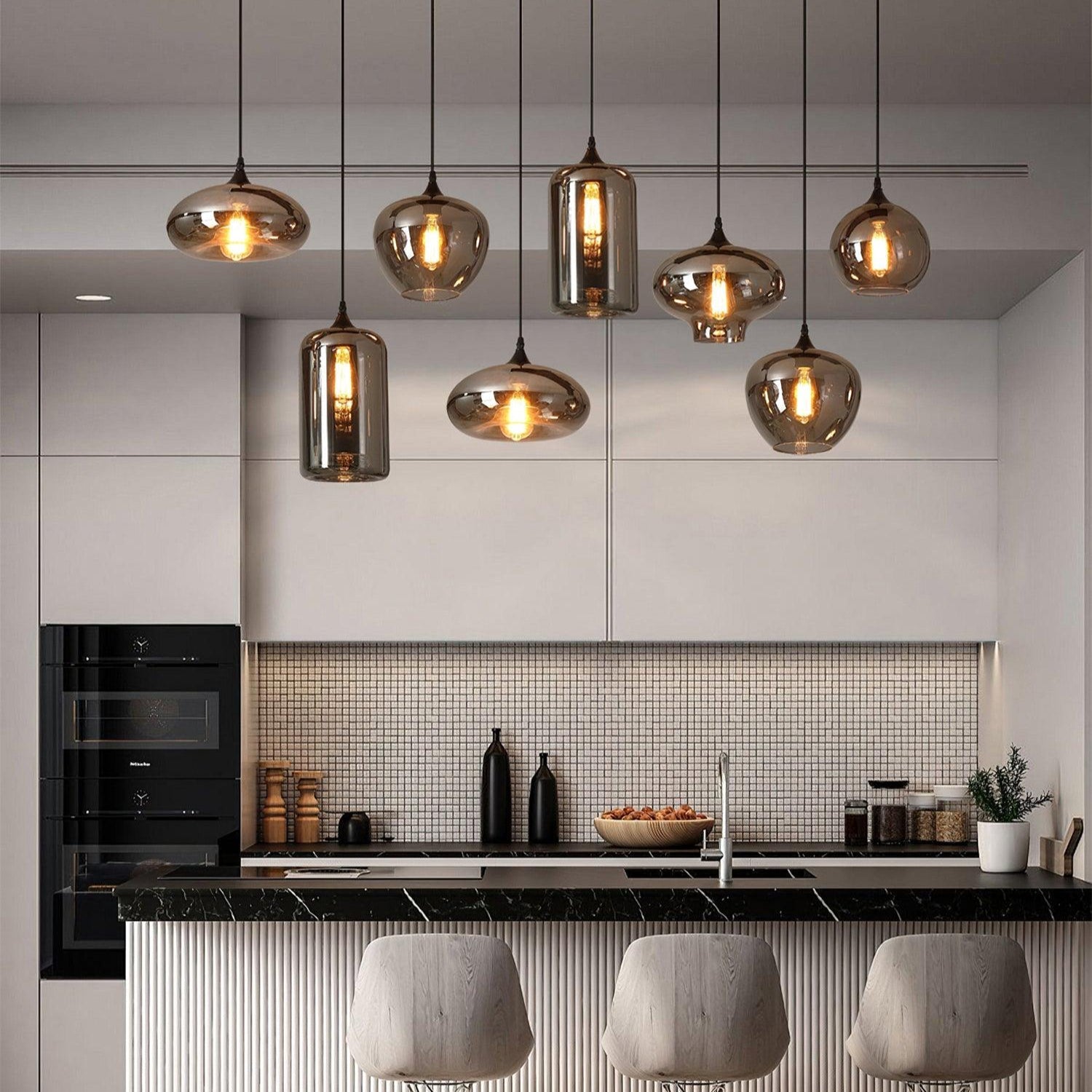 June Minimalist Bottle Glass Pendant Light Smoke Gray - Neutralighting