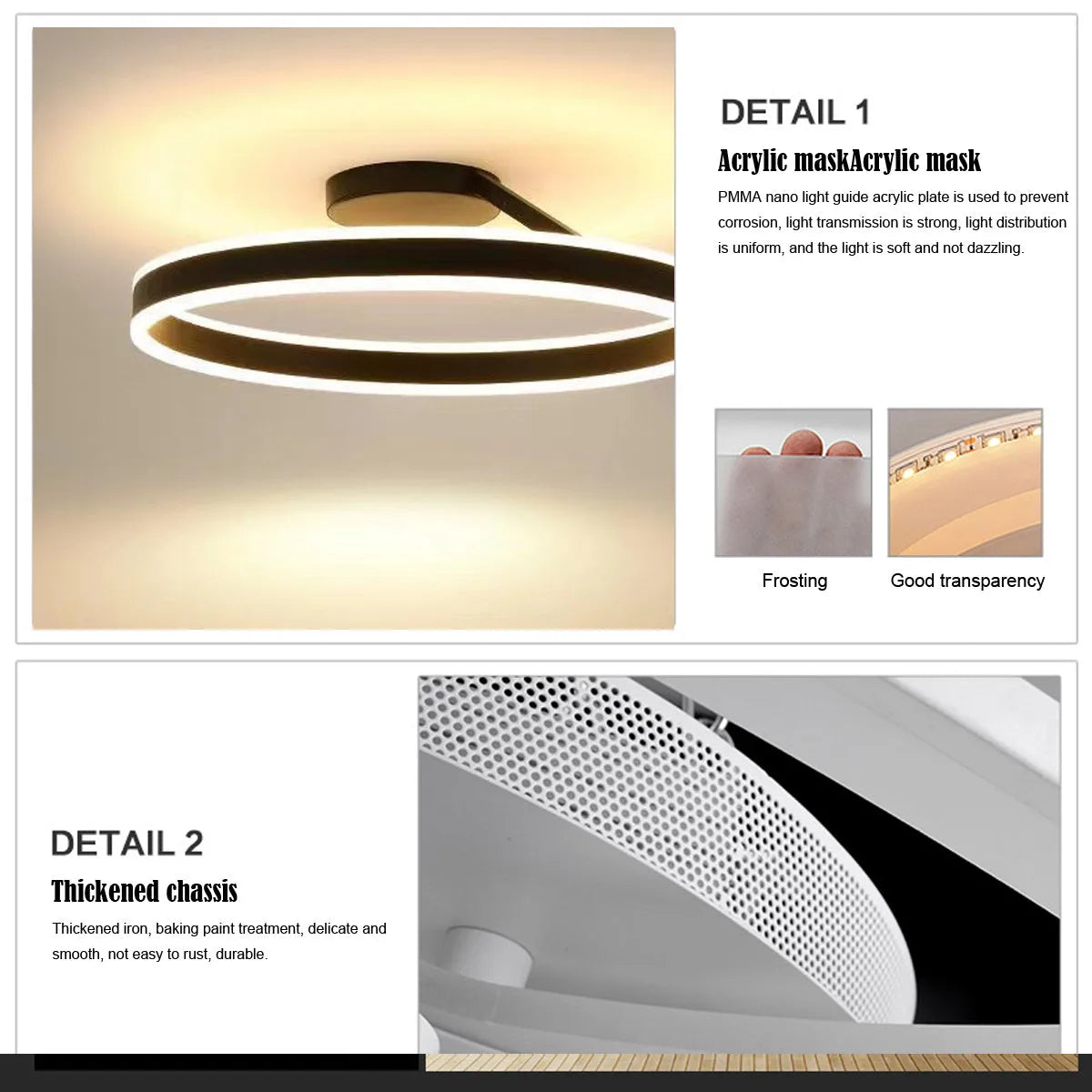 Solen Modern Circle Flush Mount Ceiling Light, Black & White - Neutralighting