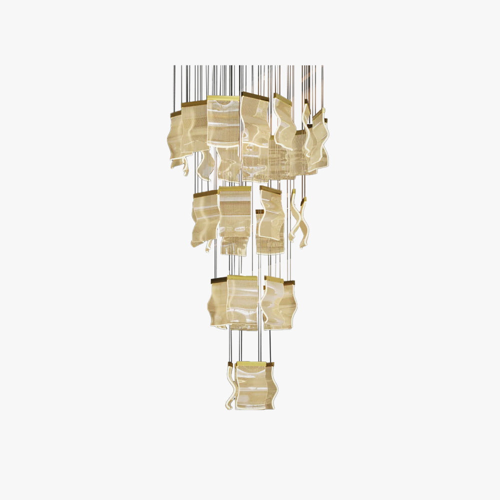 Kristy Industrial Chandelier Wave Acrylic/Metal Gold Bedroom/Living Room - Neutralighting