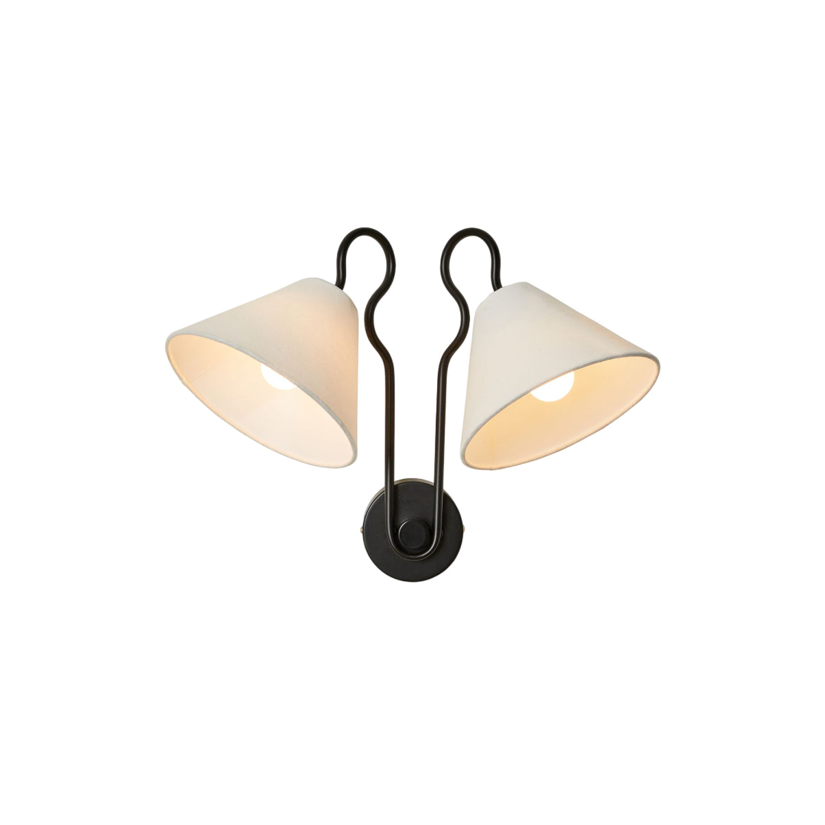 Walter Wall Lamp Double White Cone Shades Fabric - Neutralighting